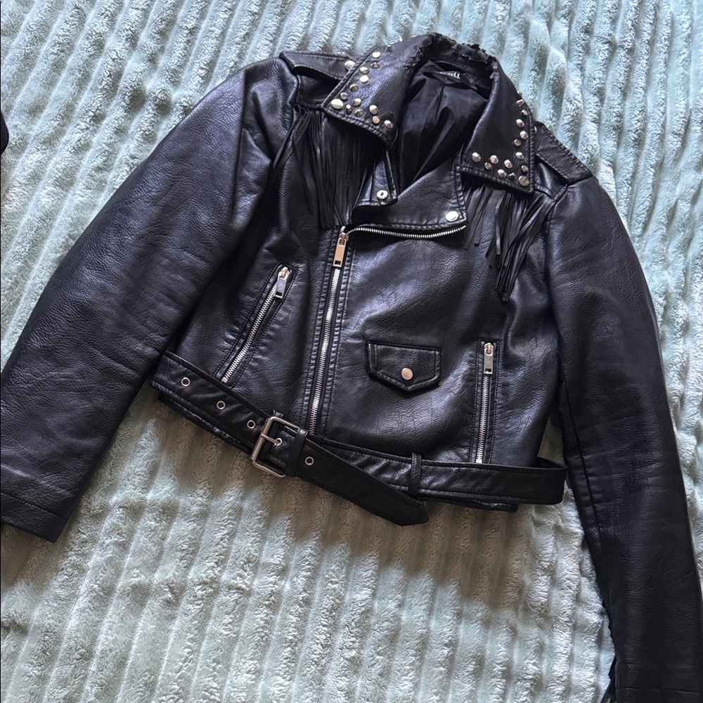 Nasty Gal Studded Black Vegan Leather Jacket
